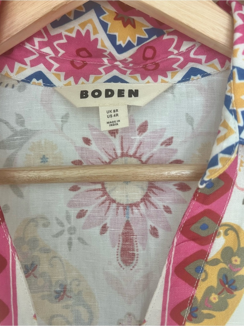 Boden Cream Midi Dress with Pink, Blue and Gold Tiger Print - Picture 2 of 4